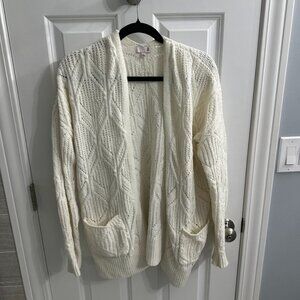 Cream/White cardigan, size large